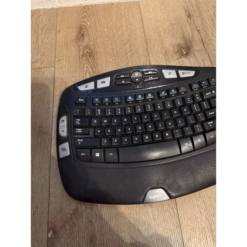 Logitech K350 Comfort Wave Wireless Keyboard with USB dongle tested Excellent